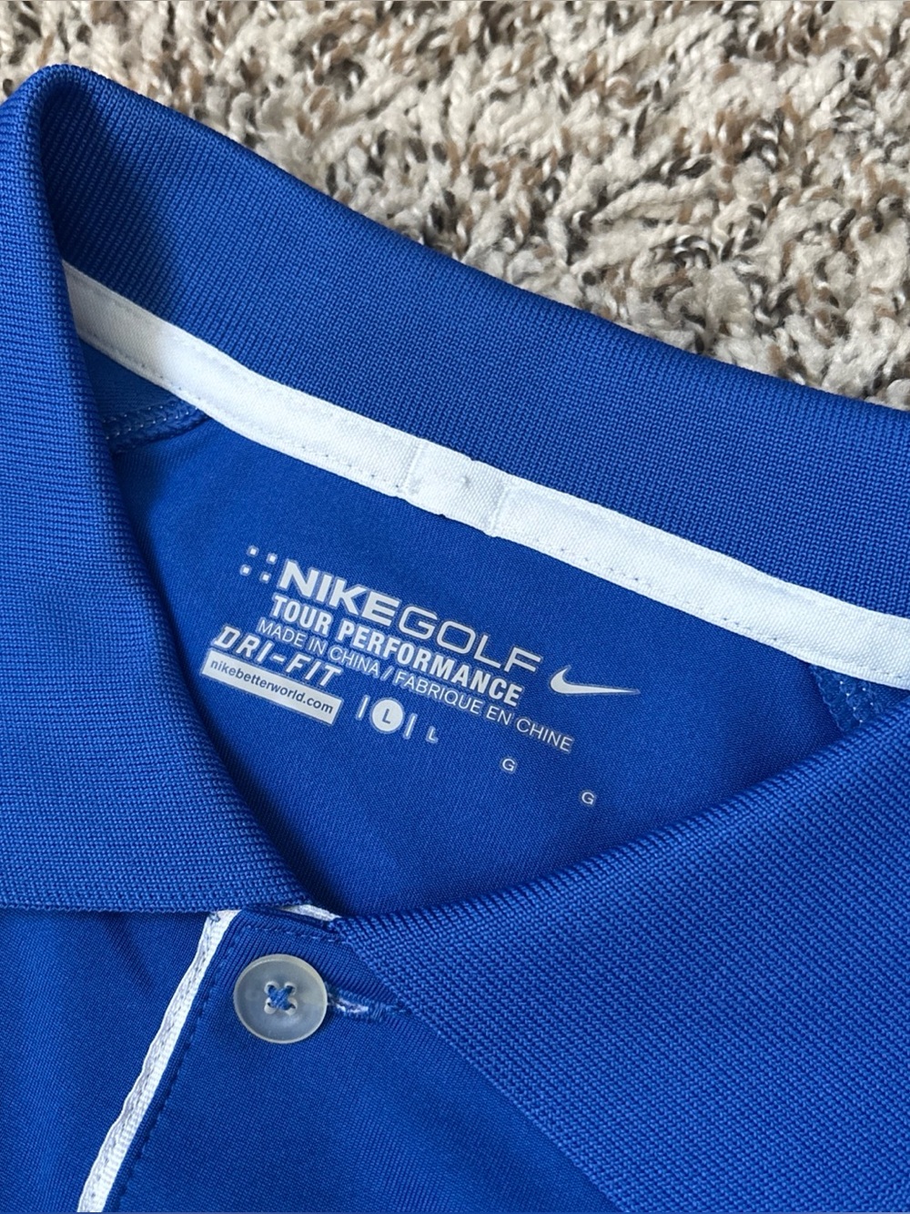 NIKE Golf Mens Tour Performance Blue Polo Shirt, Dri-Fit, Large